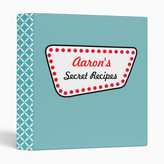Personalized Aqua Secret Recipe Binder (Front/Spine)