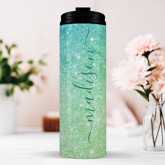 Personalized Aqua Sparkle Thermal Tumbler (Creator Uploaded)