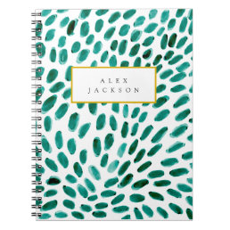 Personalized Aqua Teal Abstract Pattern Trendy Notebook