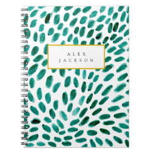 Personalized Aqua Teal Abstract Pattern Trendy Notebook