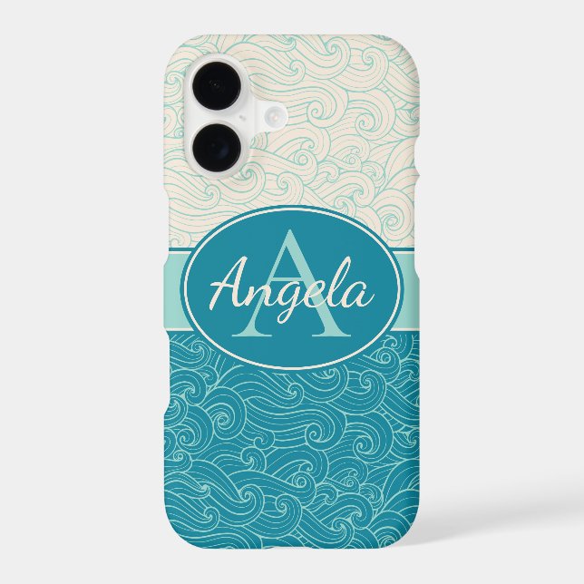 Personalized Aqua Waves Iphone Case (Back)
