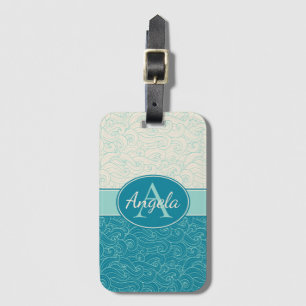 Personalized Aqua Waves Luggage Tag