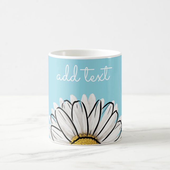 Personalized Aqua & Yellow Daisy Coffee Mug  (Center)