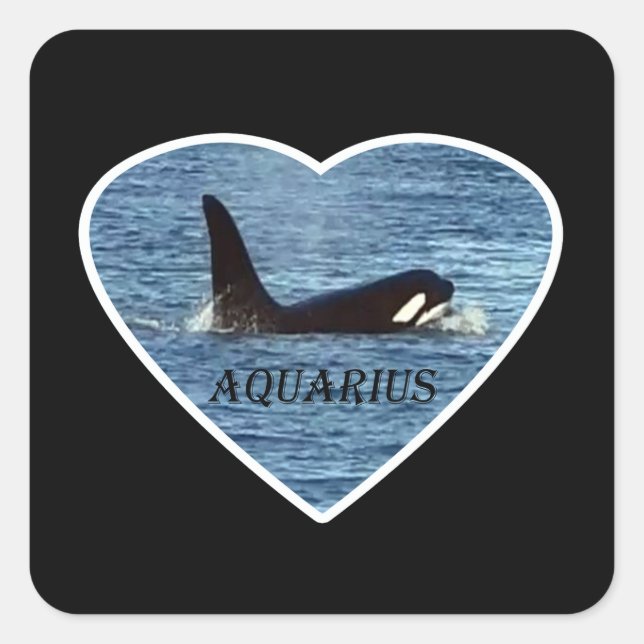 Personalized Aquarius Orca Whale Customizable  Square Sticker (Front)