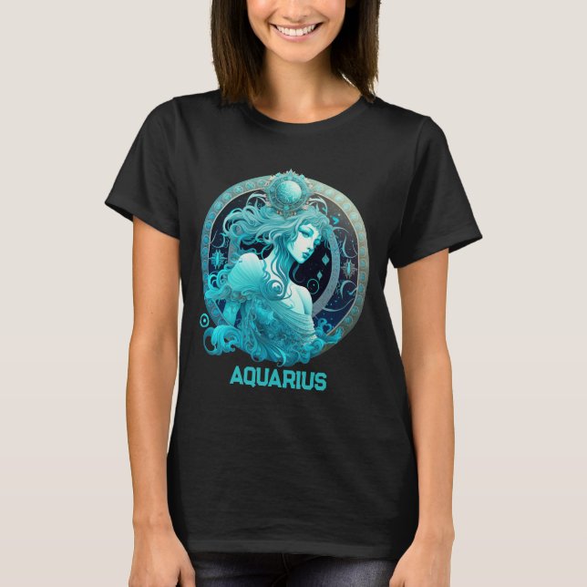 Personalized Aquarius Zodiac Astrology Birthday T-Shirt (Front)