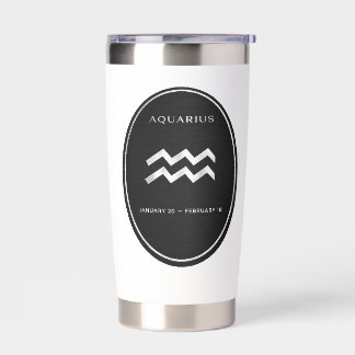 Personalized Aquarius Zodiac Silver Oval Water Bot Insulated Tumbler