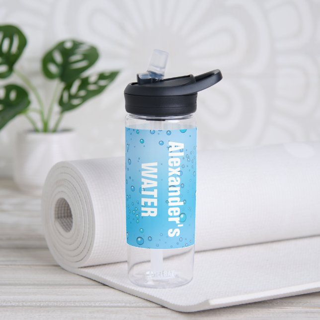 Personalized Aquatic Blue and Clear Water Bubbles Bottle (Yoga)