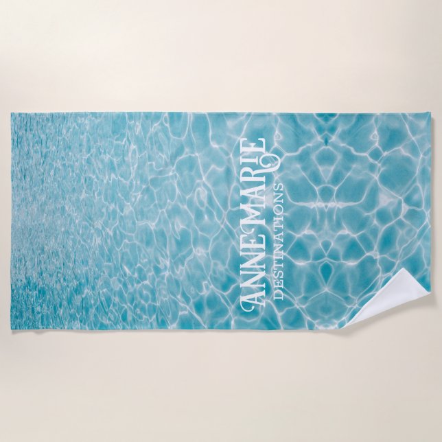 Personalized Aquatic Pool Reflections Beach Towel (Front)
