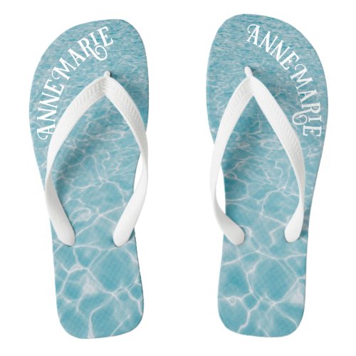 Personalized Aquatic Pool Reflections Flip Flops