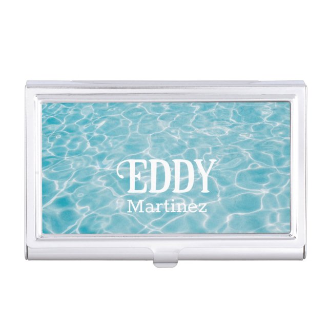 Personalized Aquatic Summer Pool  Business Card Case (Front)