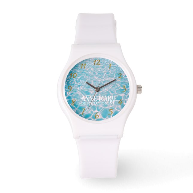 Personalized Aquatic Sunny Summer Pool  Watch (Front)