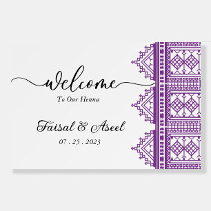 Personalized Arab Henna Welcome Sign In Violet
