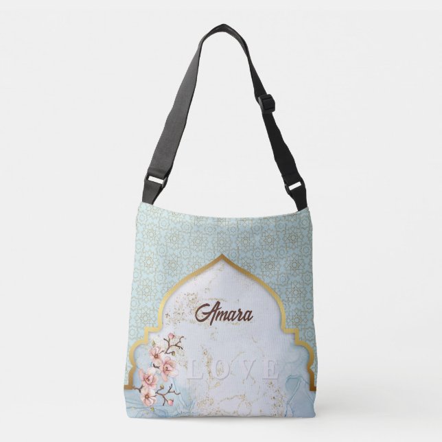 Personalized Arabesque Crossbody Tote Bag | Blush  (Front)