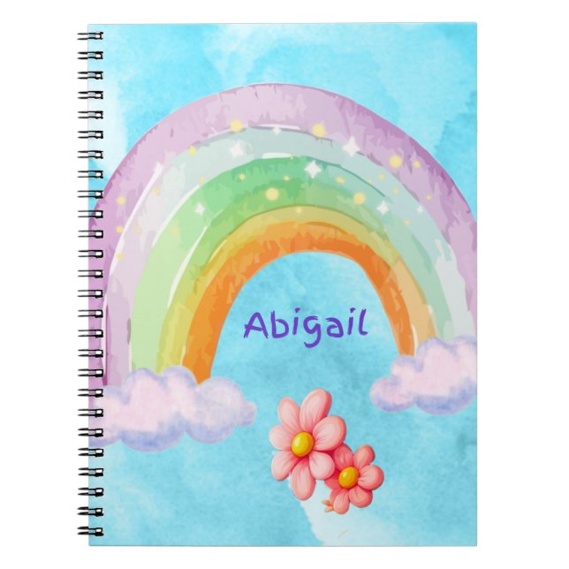 Personalized Arch Rainbow Spiral Photo Notebook (Front)