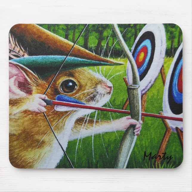 Personalized Archery Camp Mouse Bow & Arrow Art   Mouse Pad (Front)