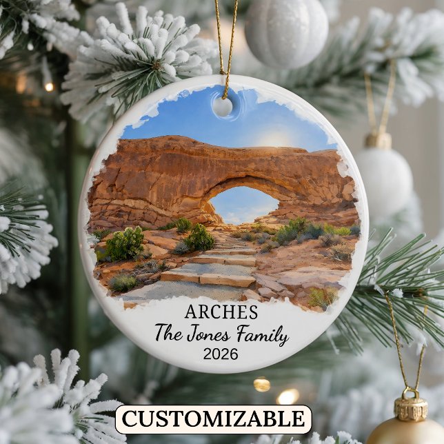 Personalized Arches National Park Ornament, Utah Ceramic Ornament (Creator Uploaded)