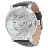 personalized architect plans leather watch
