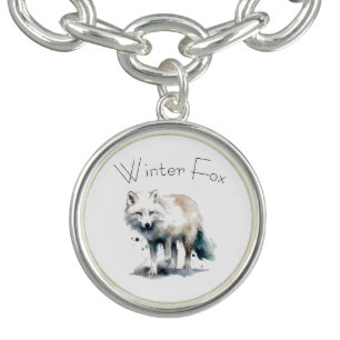 Personalized Arctic Fox Winter Jewelry Bracelet