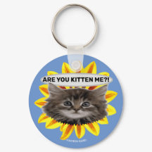 Personalized Are You Kitten Me Sunflower Keychain