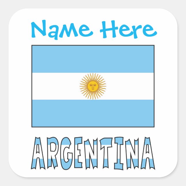 Personalized Argentina Flag Square Label (Front)