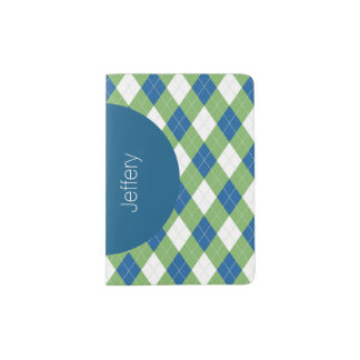 Personalized Argyle Passport Wallet Holder