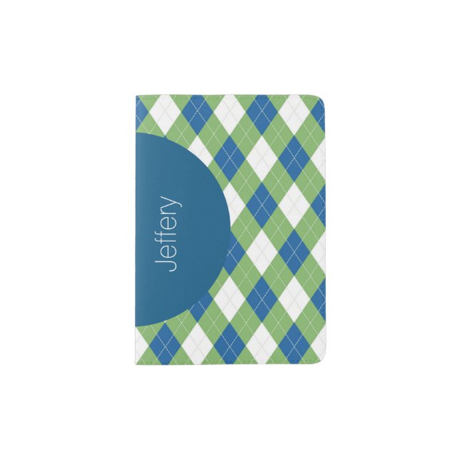 Personalized Argyle Passport Wallet Holder (Front)