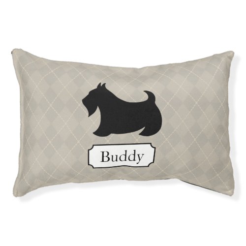 Personalized Argyle Scottish Terrier Dog Bed