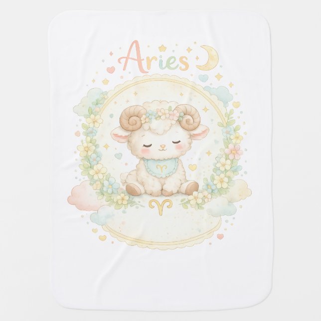Personalized Aries Baby Blanket | Custom Zodiac Nu (Front)