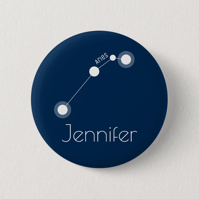 Personalized Aries Zodiac Constellation Button (Front)