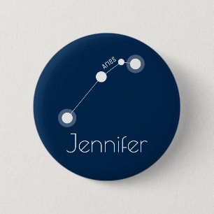 Personalized Aries Zodiac Constellation Button