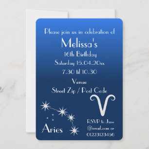 Personalized Aries Zodiac Galaxy Party Invitation