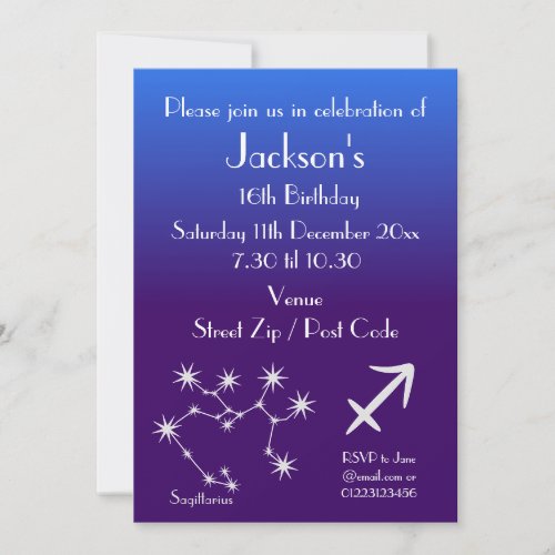 Personalized Aries Zodiac Galaxy Party Invitation