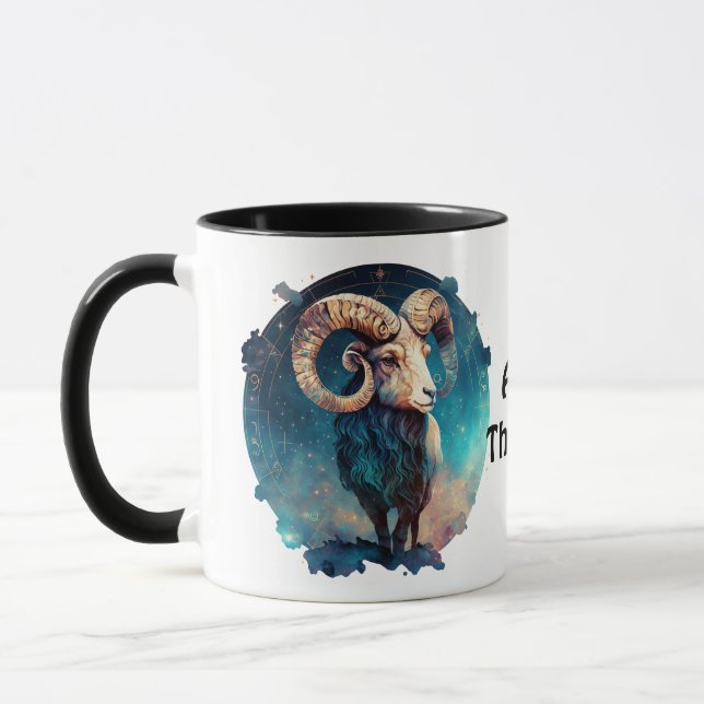 Personalized Aries Zodiac Ram Astrology Mug (Left)