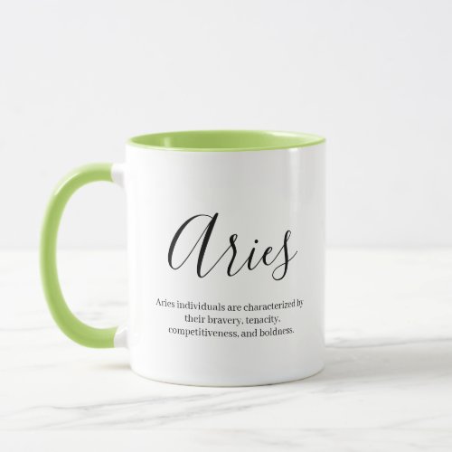 Personalized Aries Zodiac sign Name and traits Mug