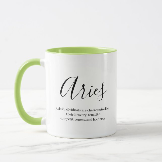 Personalized Aries Zodiac sign Name and traits Mug (Left)