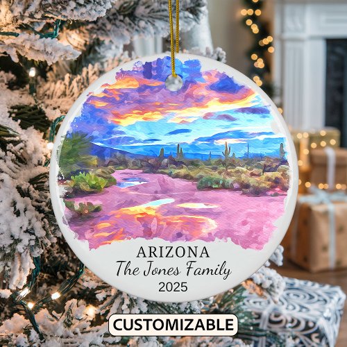 Personalized Arizona State Christmas Ceramic Ornament