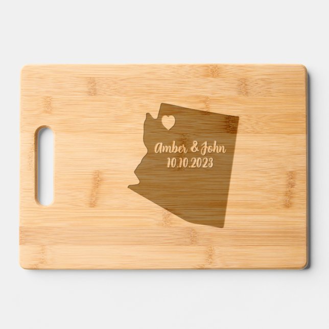 Personalized Arizona state monogram etched Engraved Cutting Board (Front)