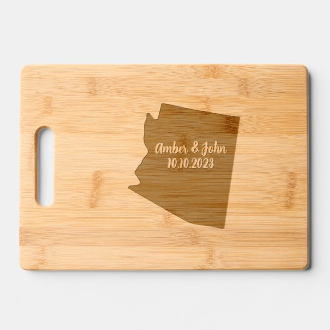 Personalized Arizona state monogram etched Engraved Cutting Board (Front)