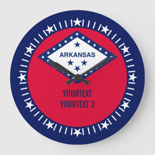 Personalized Arkansas State Flag Design on a Large Clock
