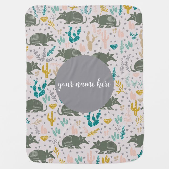 Personalized Armadillo Baby Blanket (Front)