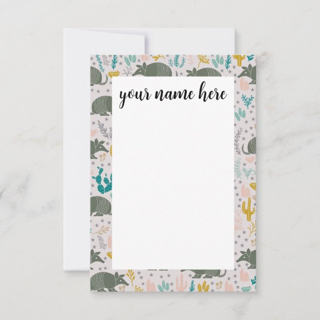Personalized Armadillo Notecards (Front)