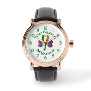 Personalized Armenia Ireland USA Shamrock Men's Watch
