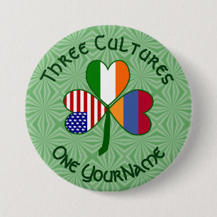 Personalized Armenia Shamrock Heritage Button
