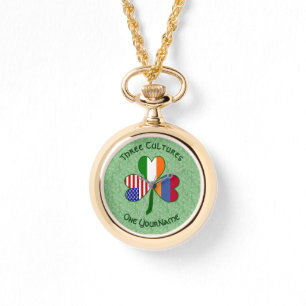 Personalized Armenian Irish USA Shamrock Necklace