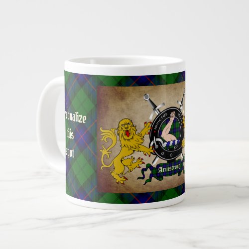 Personalized Armstrong Clan Badge  Tartan Giant Coffee Mug