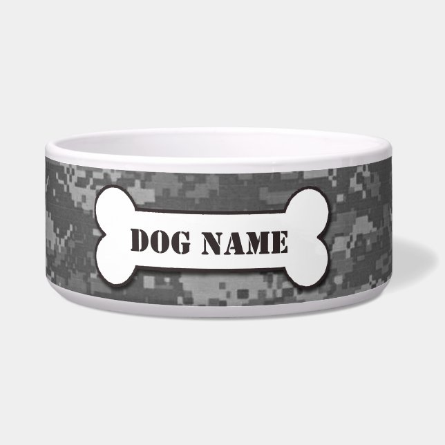 Personalized Army ACU Camouflage Dog Bowl (Front)