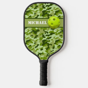Personalized Army Green Camouflage Pickleball Paddle
