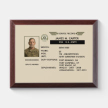 Personalized Army Service Record Gift