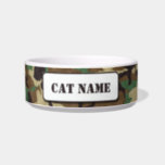Personalized Army Woodland Camouflage Cat Bowl at Zazzle