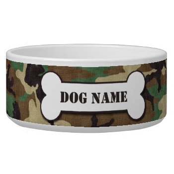 Personalized Army Woodland Camouflage Dog Bowl by s_and_c at Zazzle